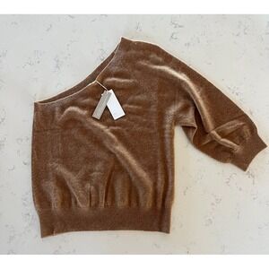 Skin Worldwide Womens M Sweater 100% Cashmere Pascale One Shoulder Vicuna Brown